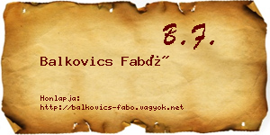 Balkovics Fabó névjegykártya